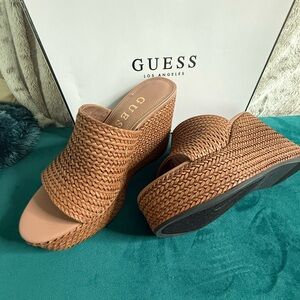 Guess Women's Brown Woven Wedge Sandals
